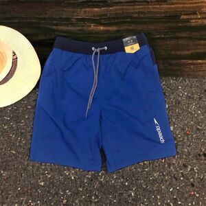 SPEEDO men’s Swim Trunks Shorts 20” UV 50+ Blue Waist S NWT